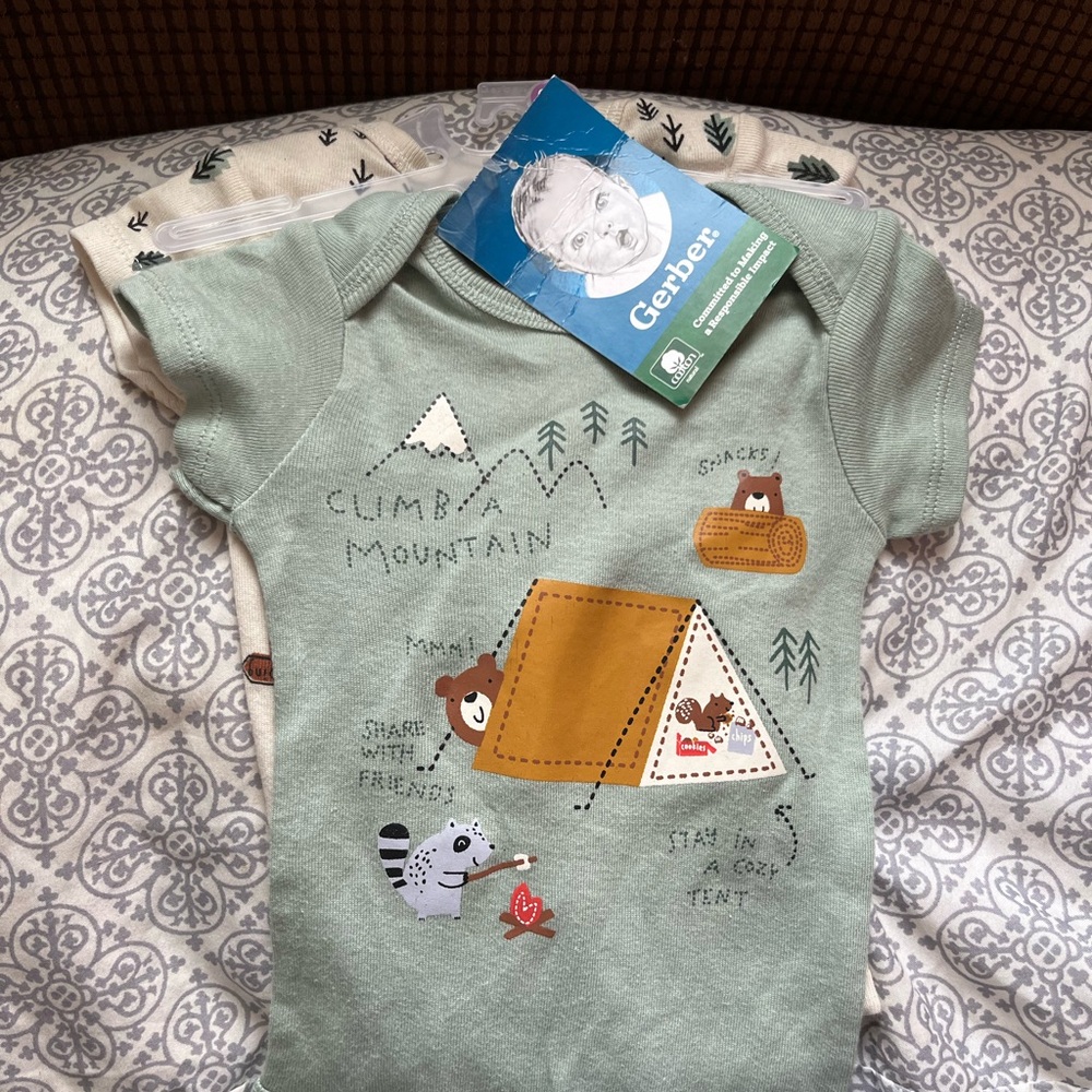 Gerber Green Short Sleeve Tee with Camping Design
